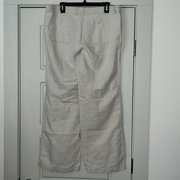 GAP Flax Linen cotton natural wide leg string waist relaxed pants Sz 14 R - Picture 3 of 8